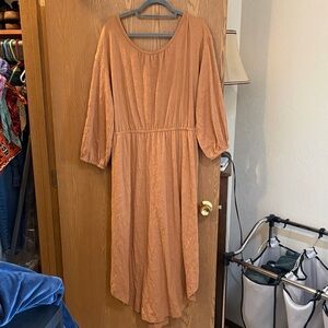 Free People Tan Long Sleeve Dress